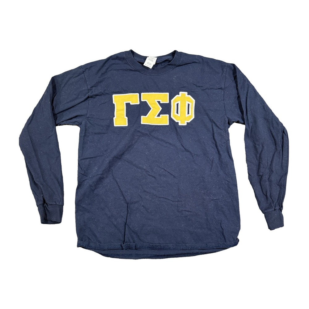 Gamma Sigma Phi Greek Letters Long Sleeve T-Shirt Navy Blue Mens Medium Stitched